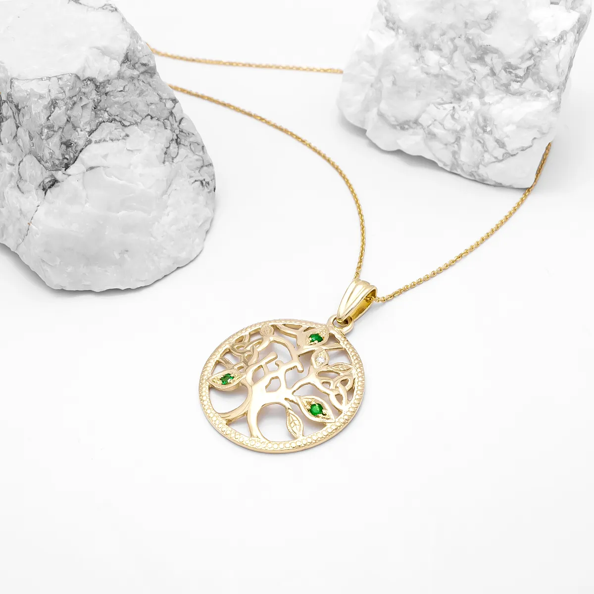 Gold Emerald Tree Of Life Pendant 7...