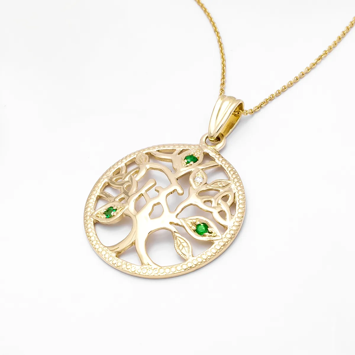 Gold Emerald Tree Of Life Pendant 8...