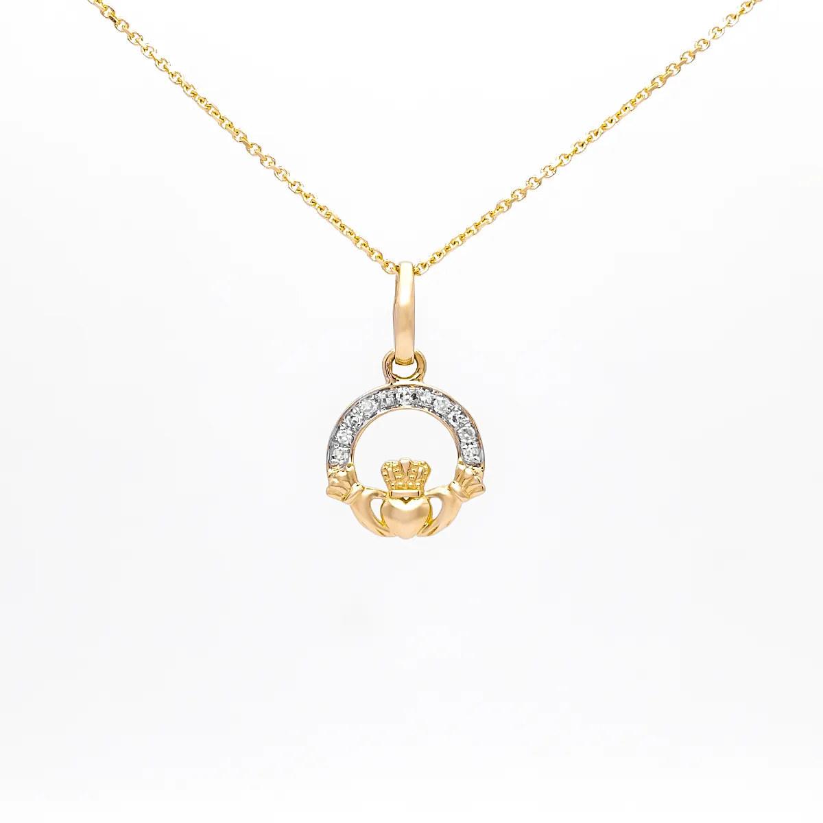 Gold Diamond Claddagh Pendant 1...