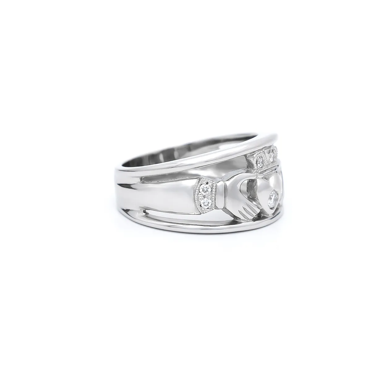 IJCR00020 White Gold Claddagh Ring 2...