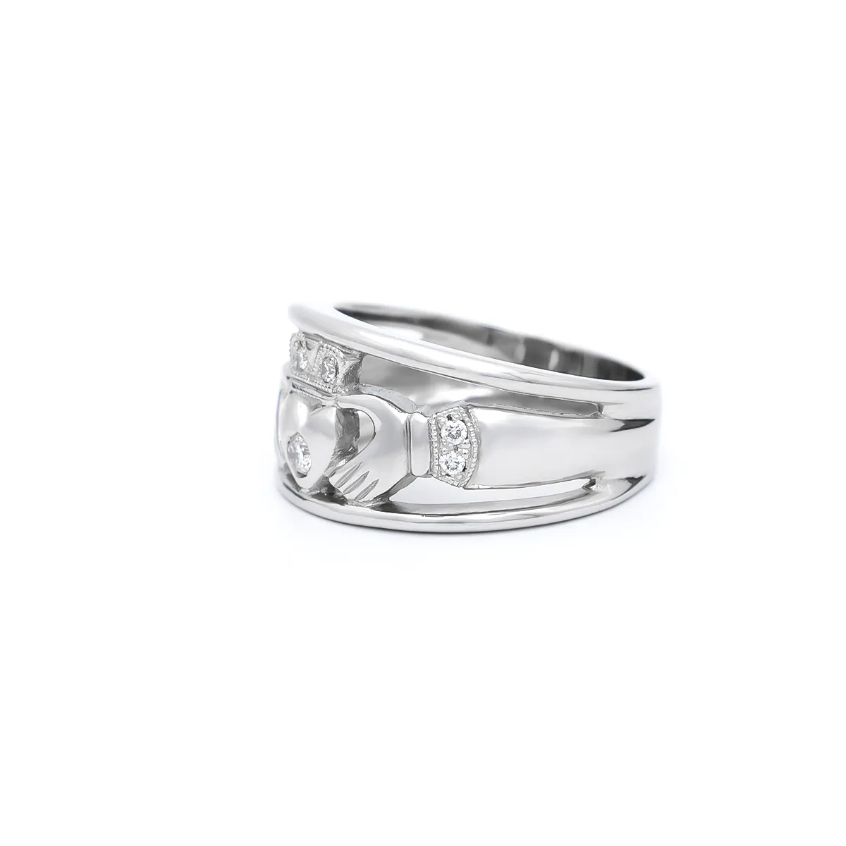 IJCR00020 White Gold Claddagh Ring 3...