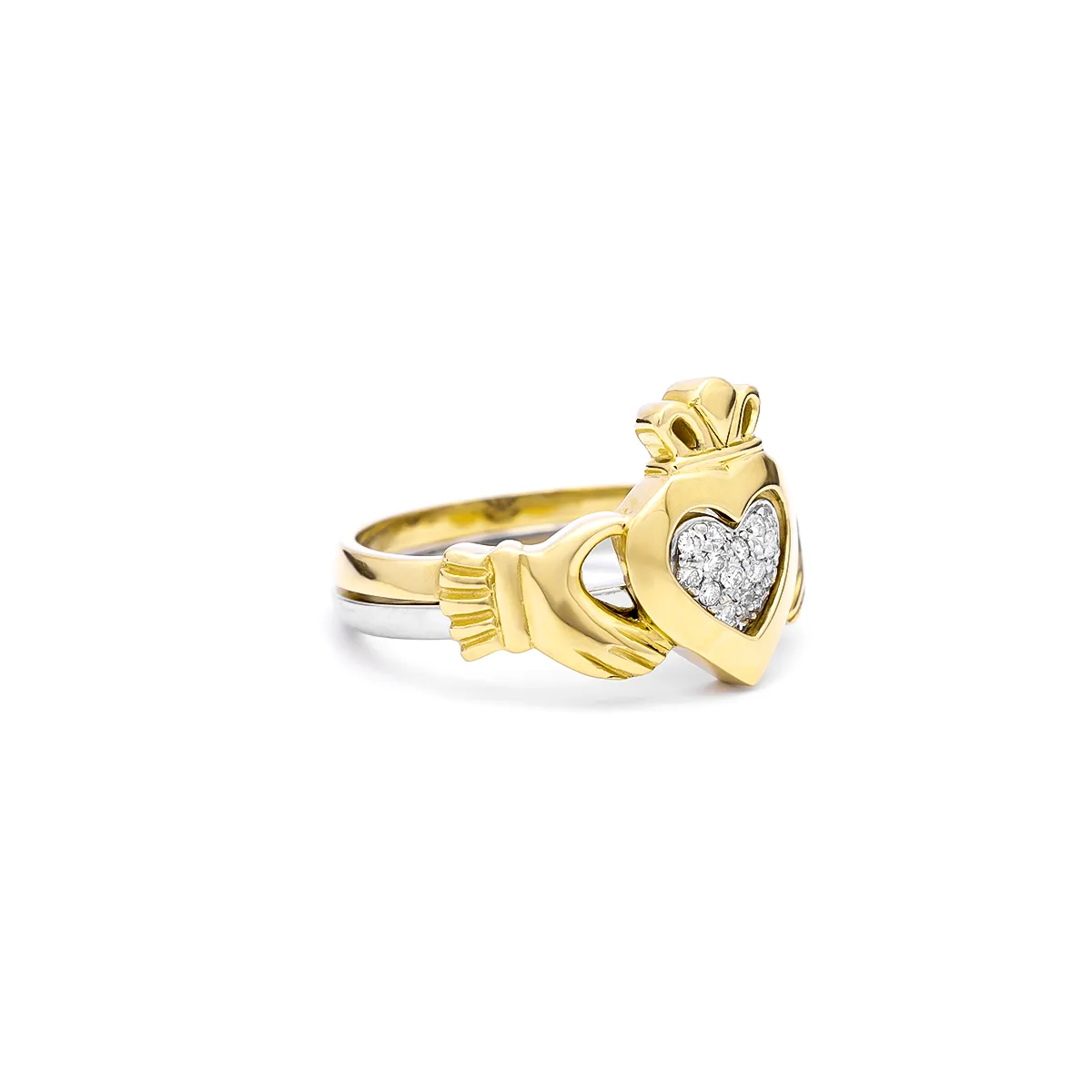 IJCR00021 Yellow Gold Diamond Claddagh Ring 2...