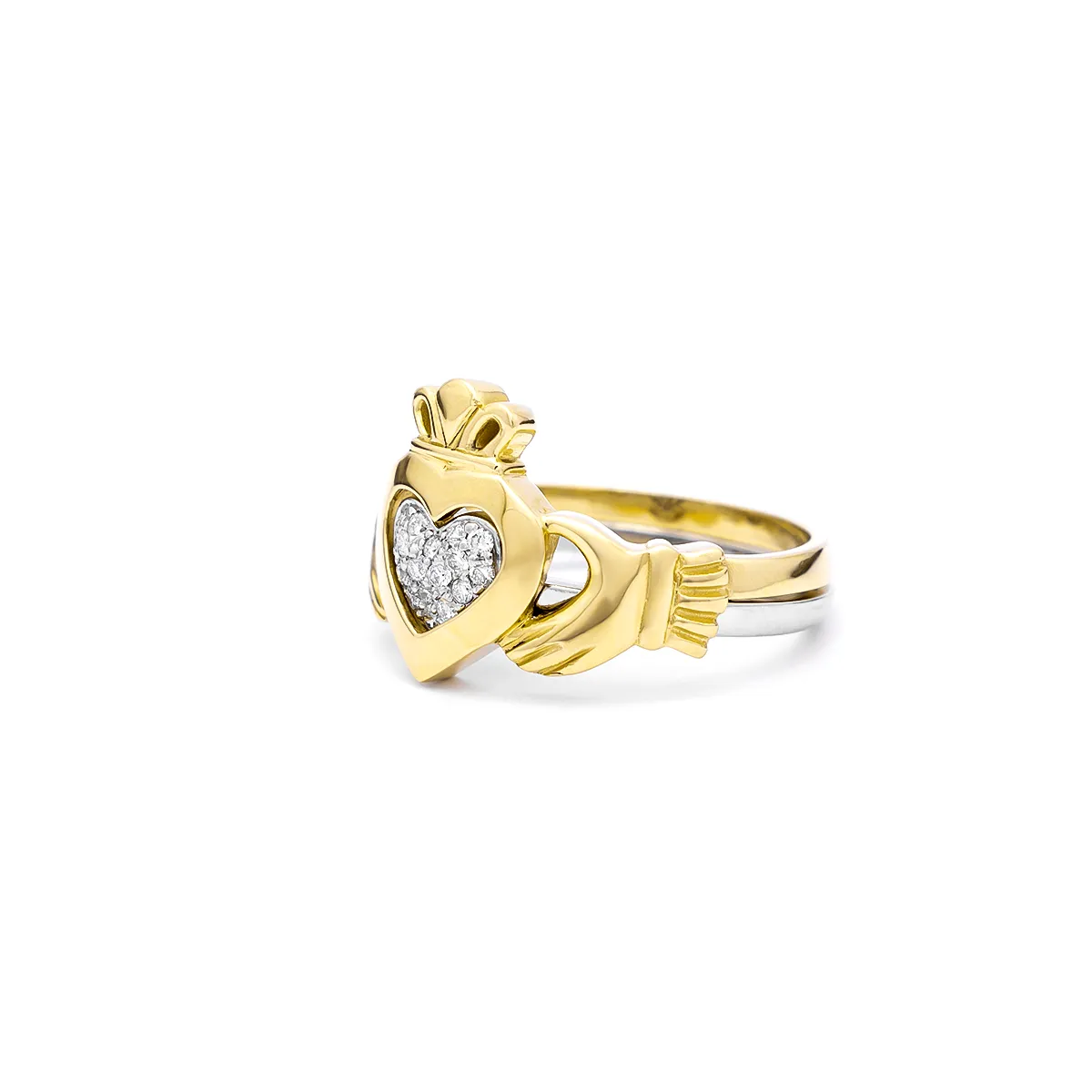 IJCR00021 Yellow Gold Diamond Claddagh Ring 3...
