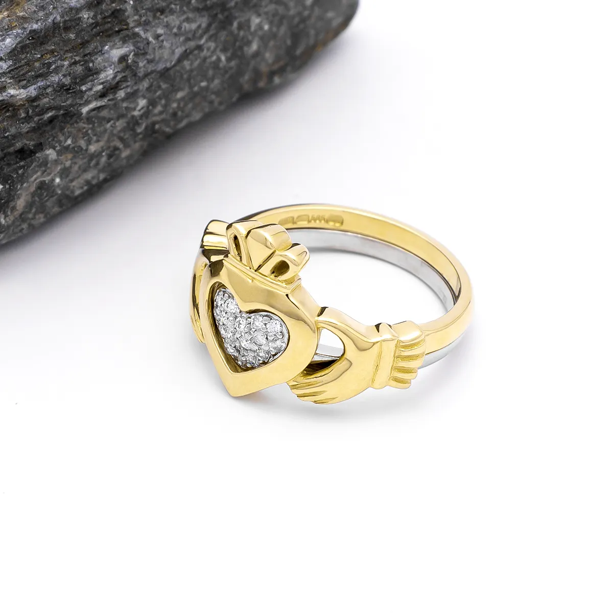 IJCR00021 Yellow Gold Diamond Claddagh Ring 4...