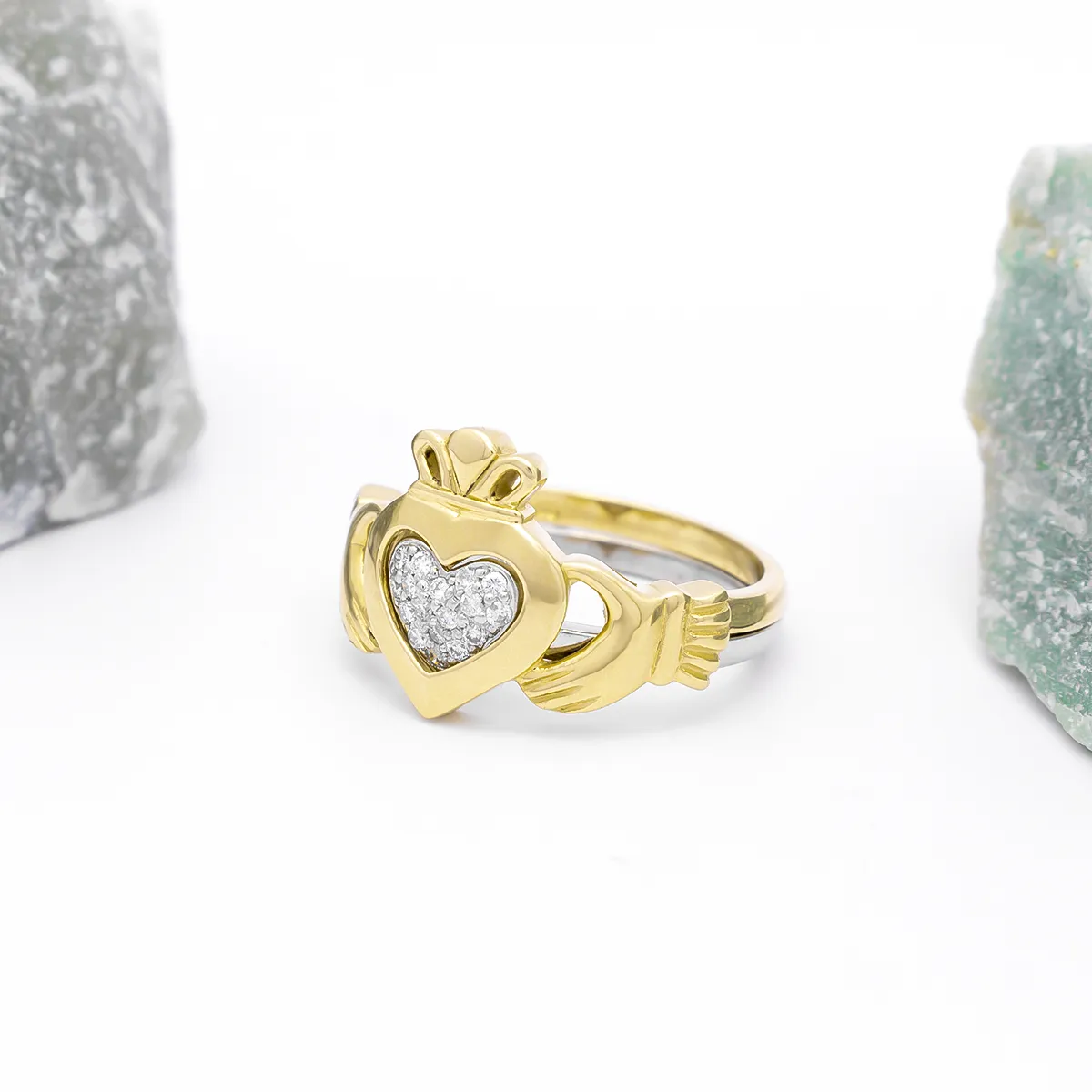 IJCR00021 Yellow Gold Diamond Claddagh Ring 5...