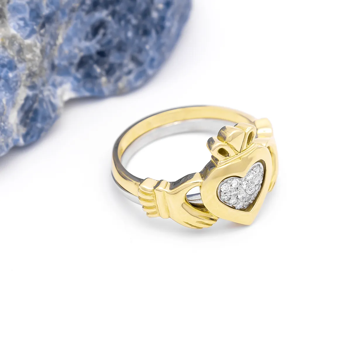 IJCR00021 Yellow Gold Diamond Claddagh Ring 6