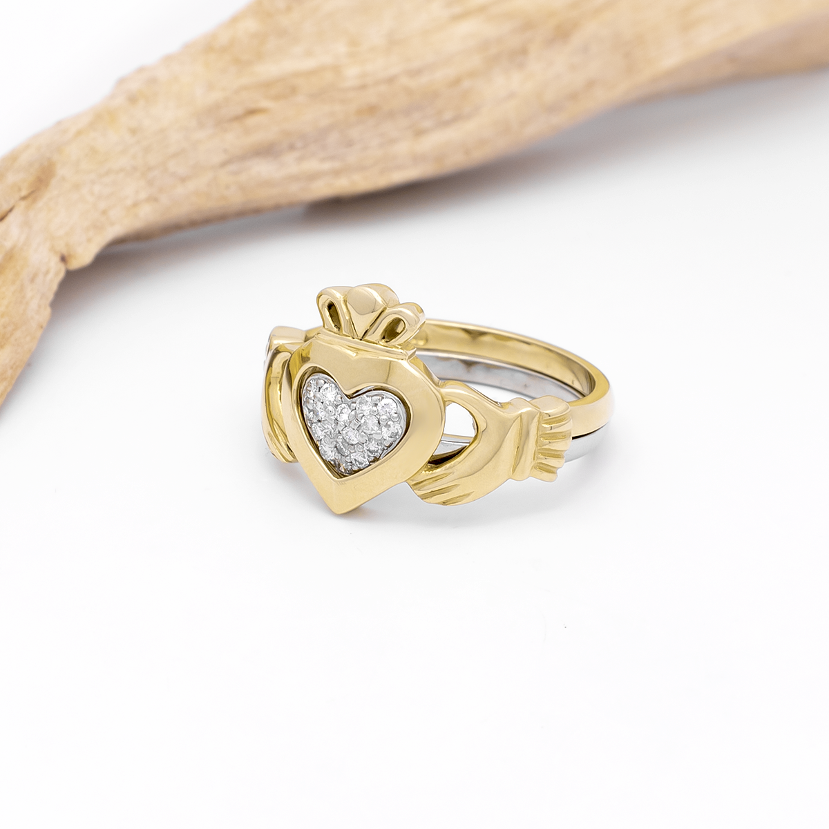 IJCR00021 Yellow Gold Diamond Claddagh Ring 8
