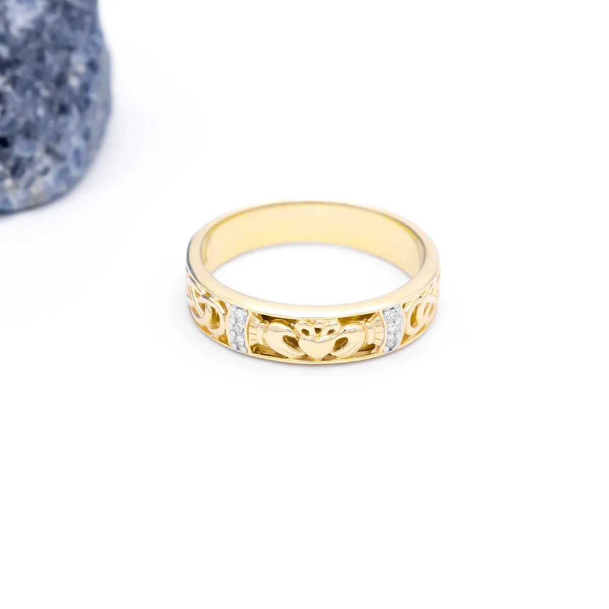 IJCR00024 Yellow Gold Claddagh Ring Celtic Design 5...