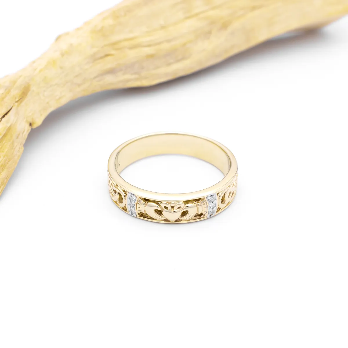 IJCR00024 Yellow Gold Claddagh Ring Celtic Design 6...