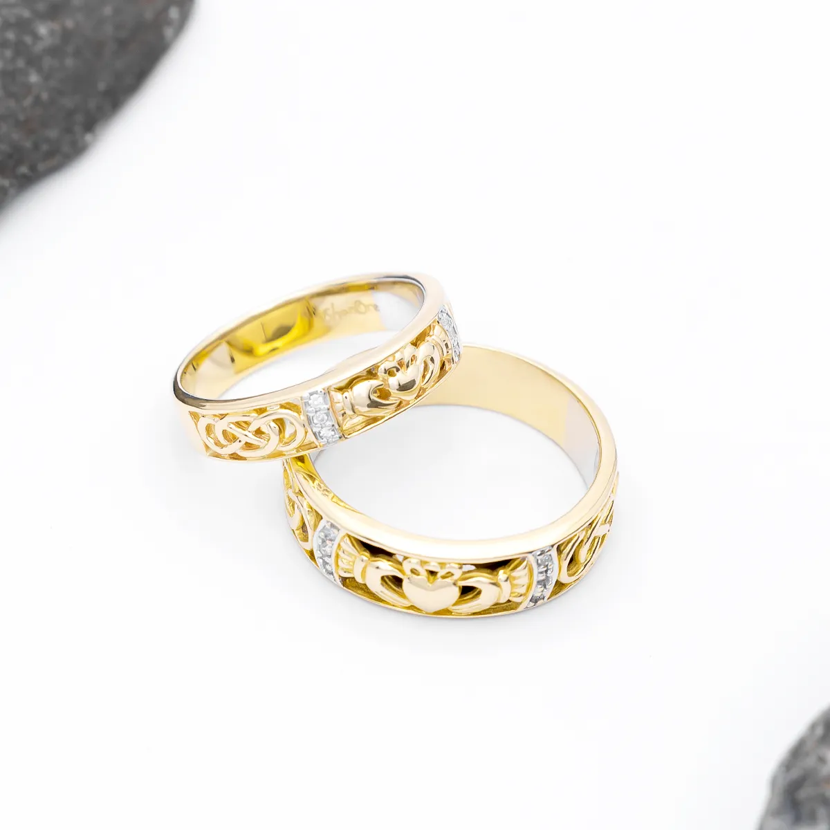 IJCR00024 Yellow Gold Claddagh Ring Celtic Design 8...