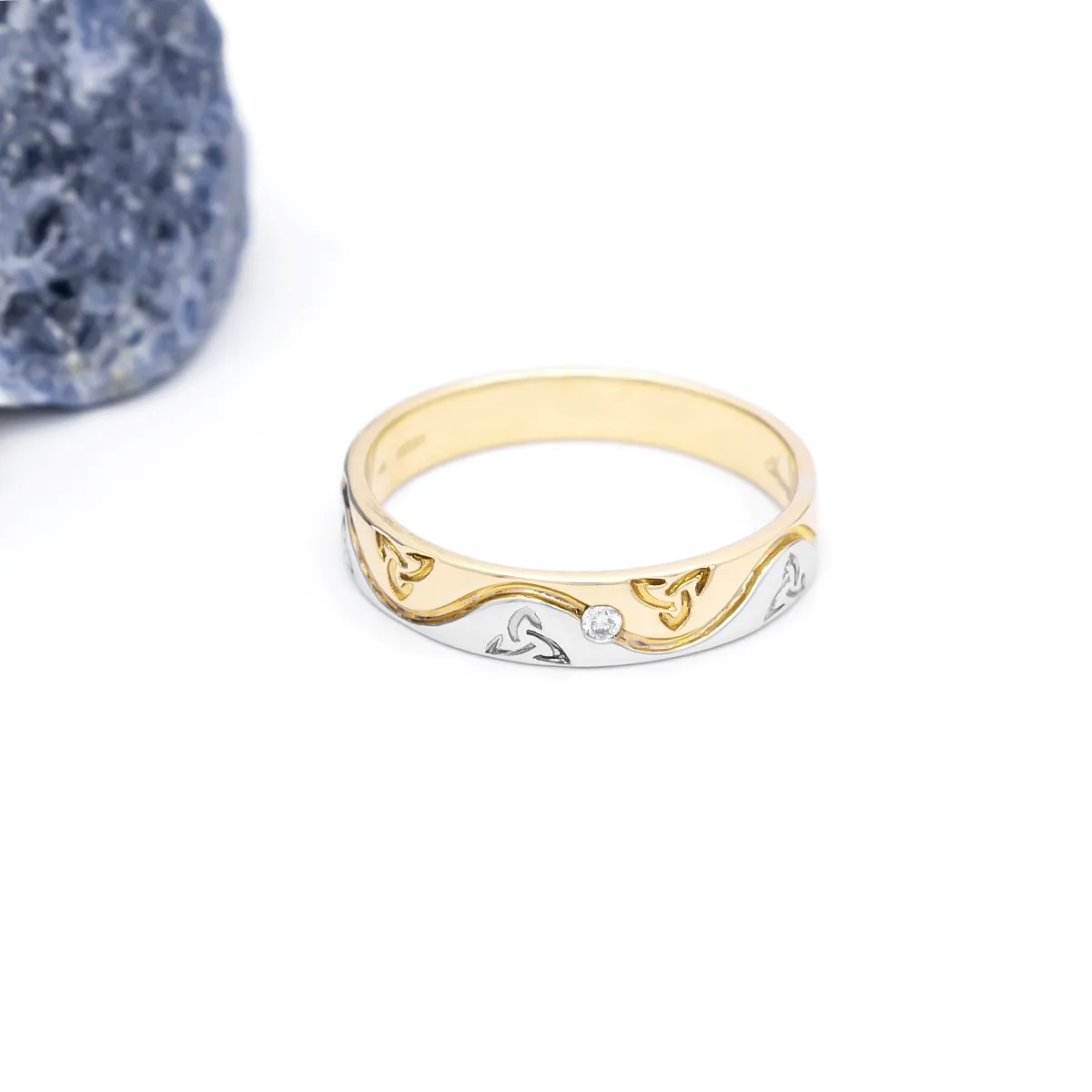 IJCR00026 Yellow Gold White Gold Celtic Ring Mens 5...