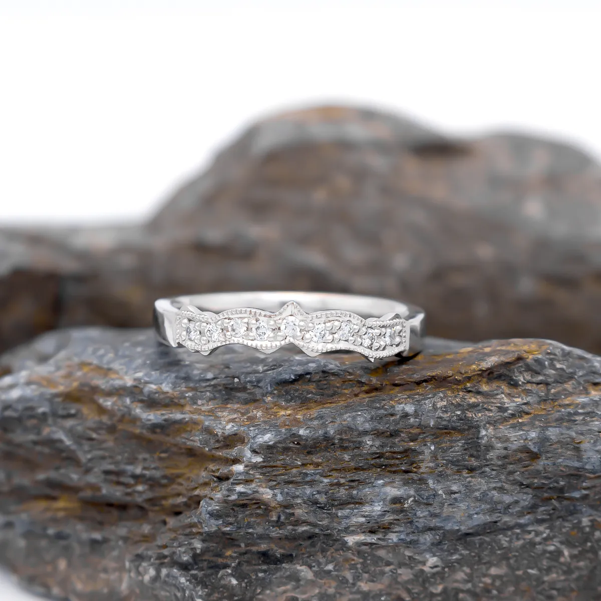 Pavé Wedding Ring Encrusted with Brilliant Cut Diamonds