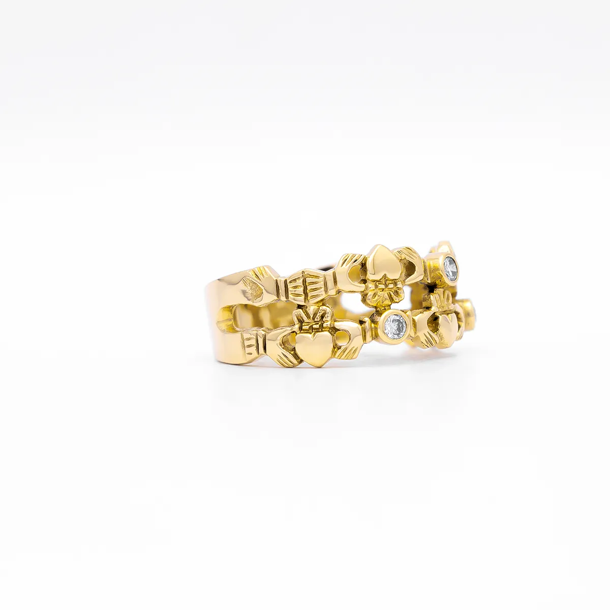 IJCR00029 Claddagh Ring Yellow Gold Diamond 3