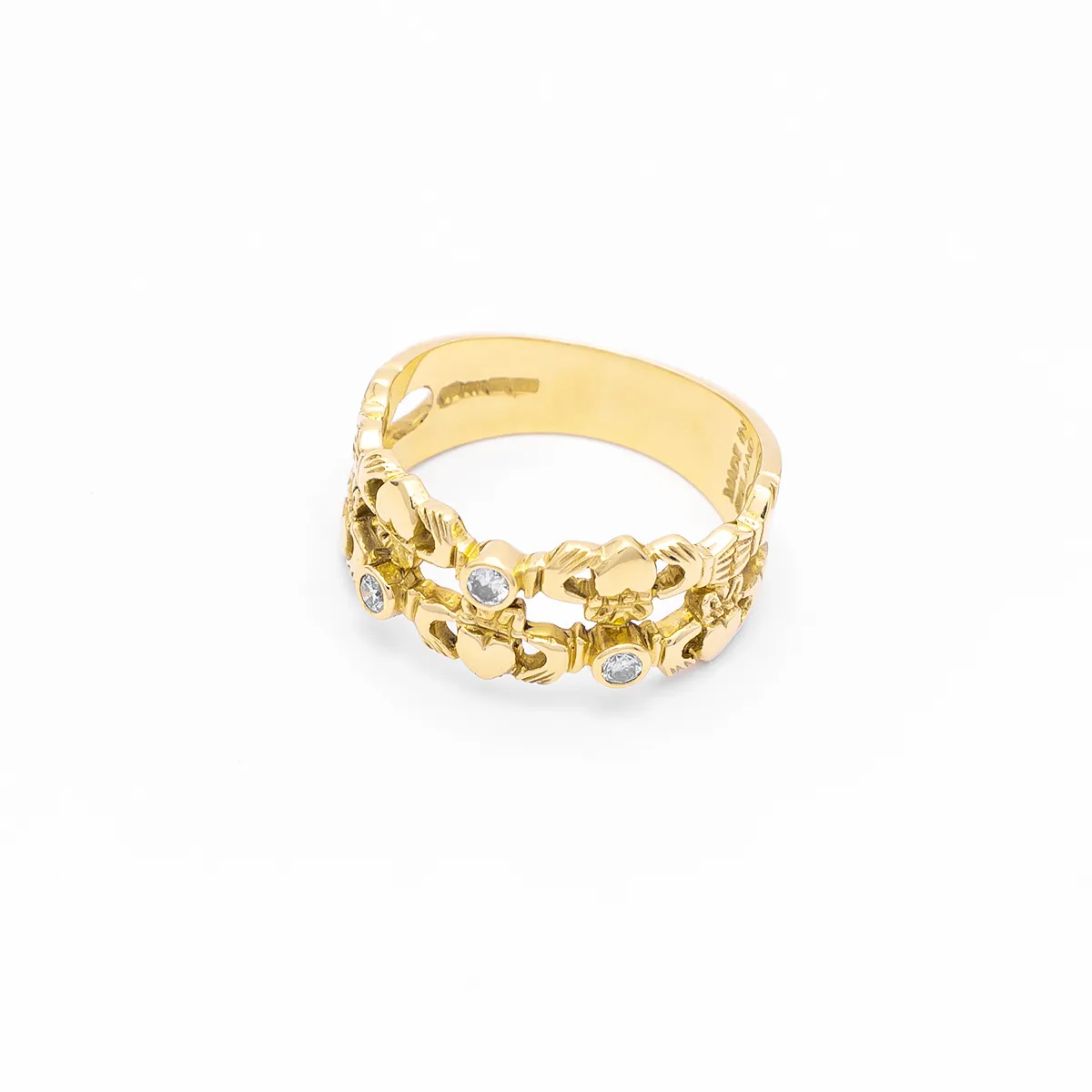 IJCR00029 Claddagh Ring Yellow Gold Diamond 4