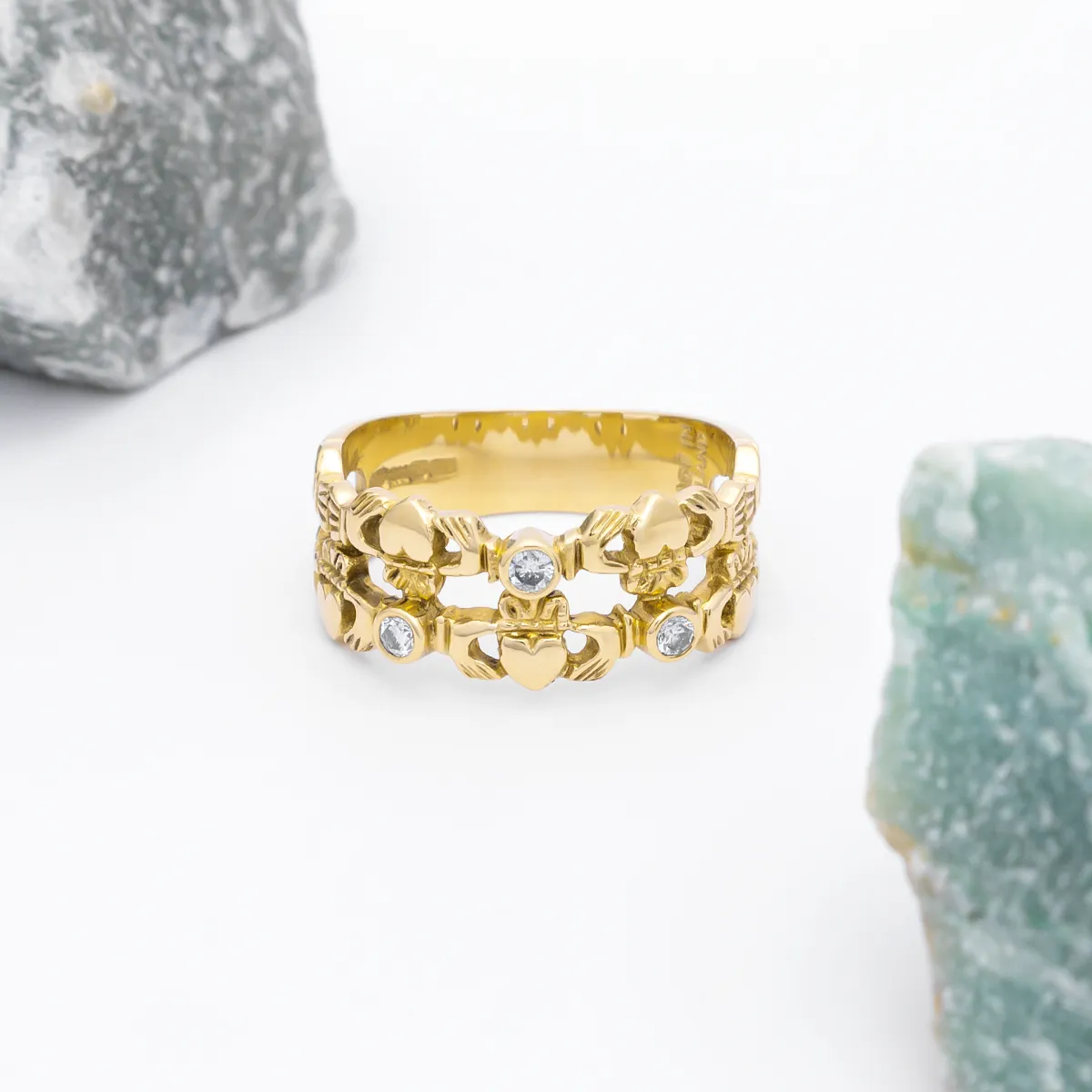 IJCR00029 Claddagh Ring Yellow Gold Diamond 5