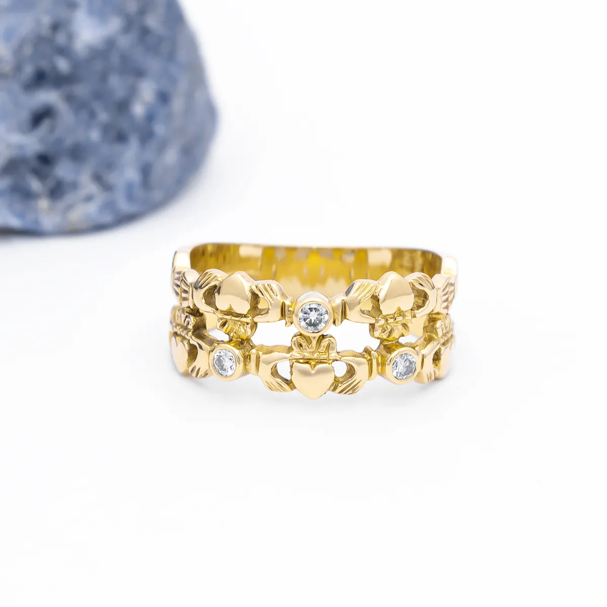 IJCR00029 Claddagh Ring Yellow Gold Diamond 6