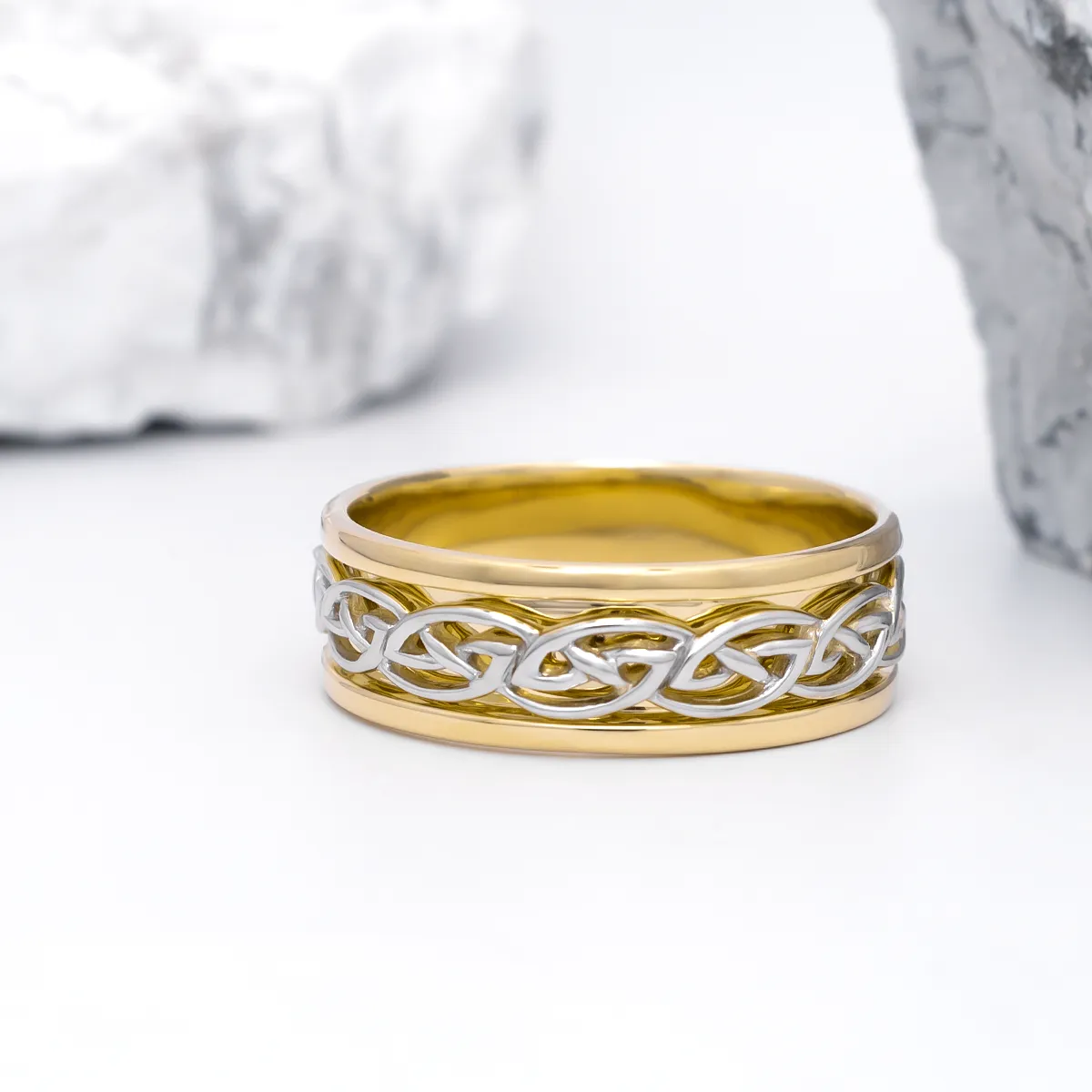 Gents Celtic Knot Wedding Band - Two Tone Gold...