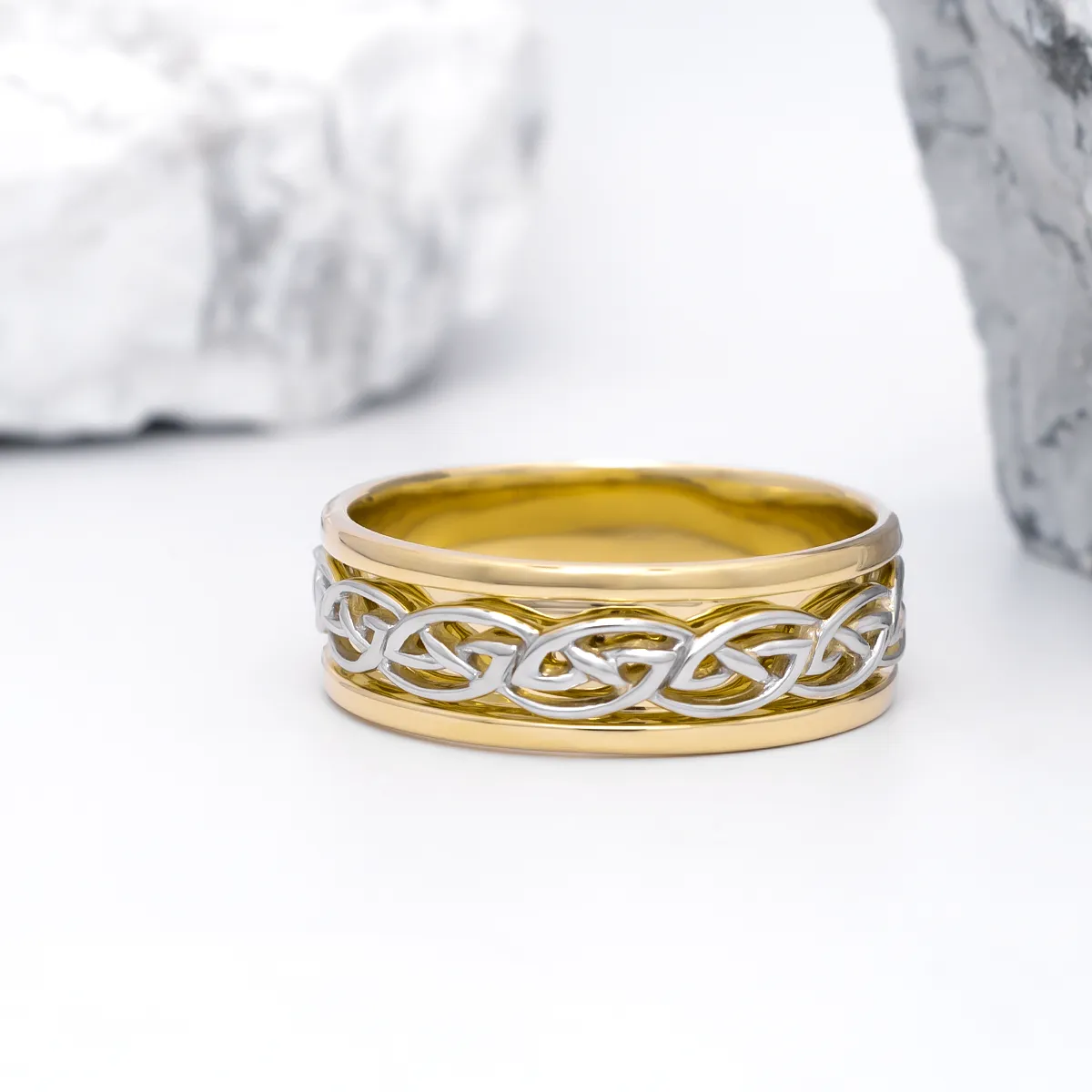 Gents Celtic Knot Wedding Band - Two Tone Gold