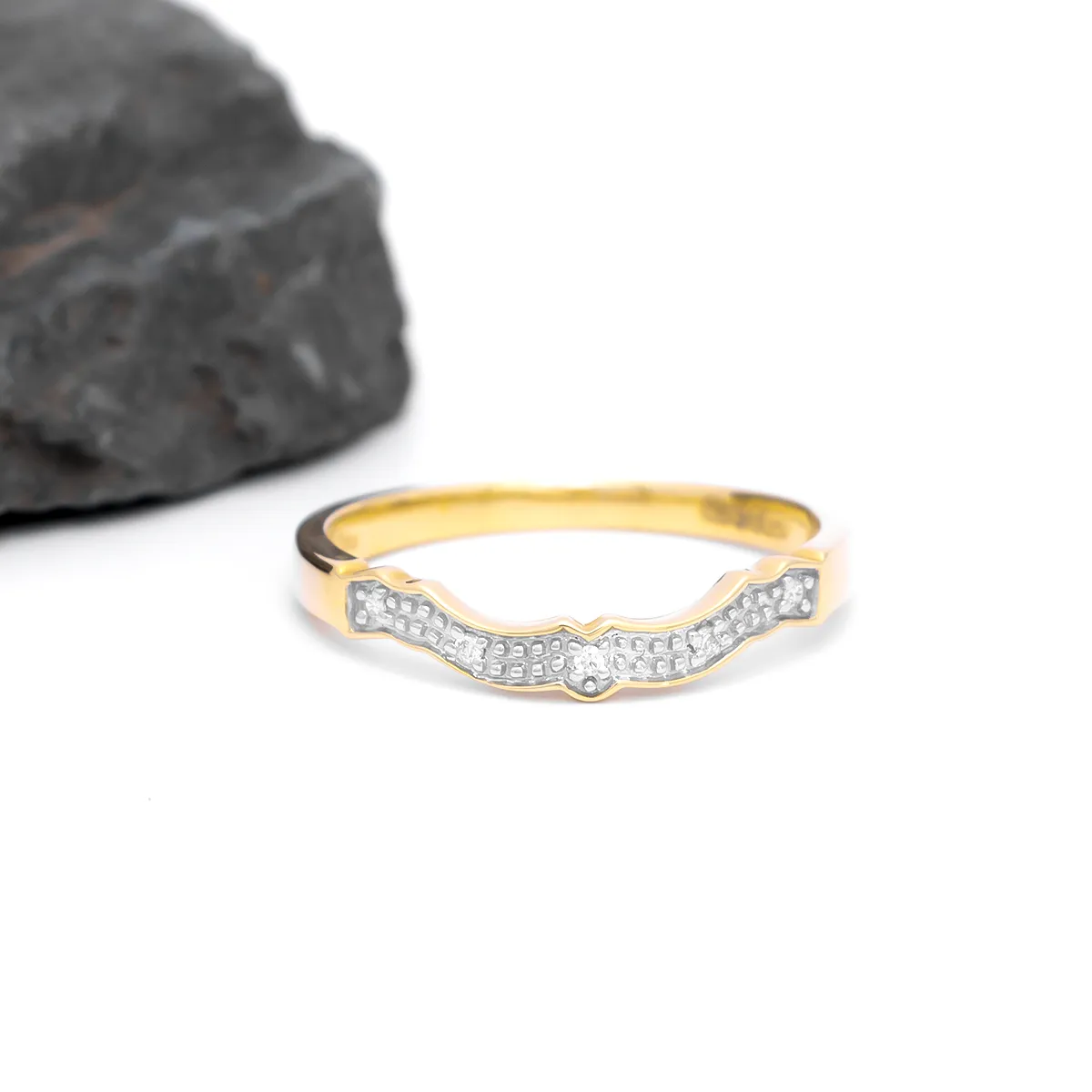 Shaped Diamond Wedding Band to Match Claddagh Engagement Ring - Yellow...