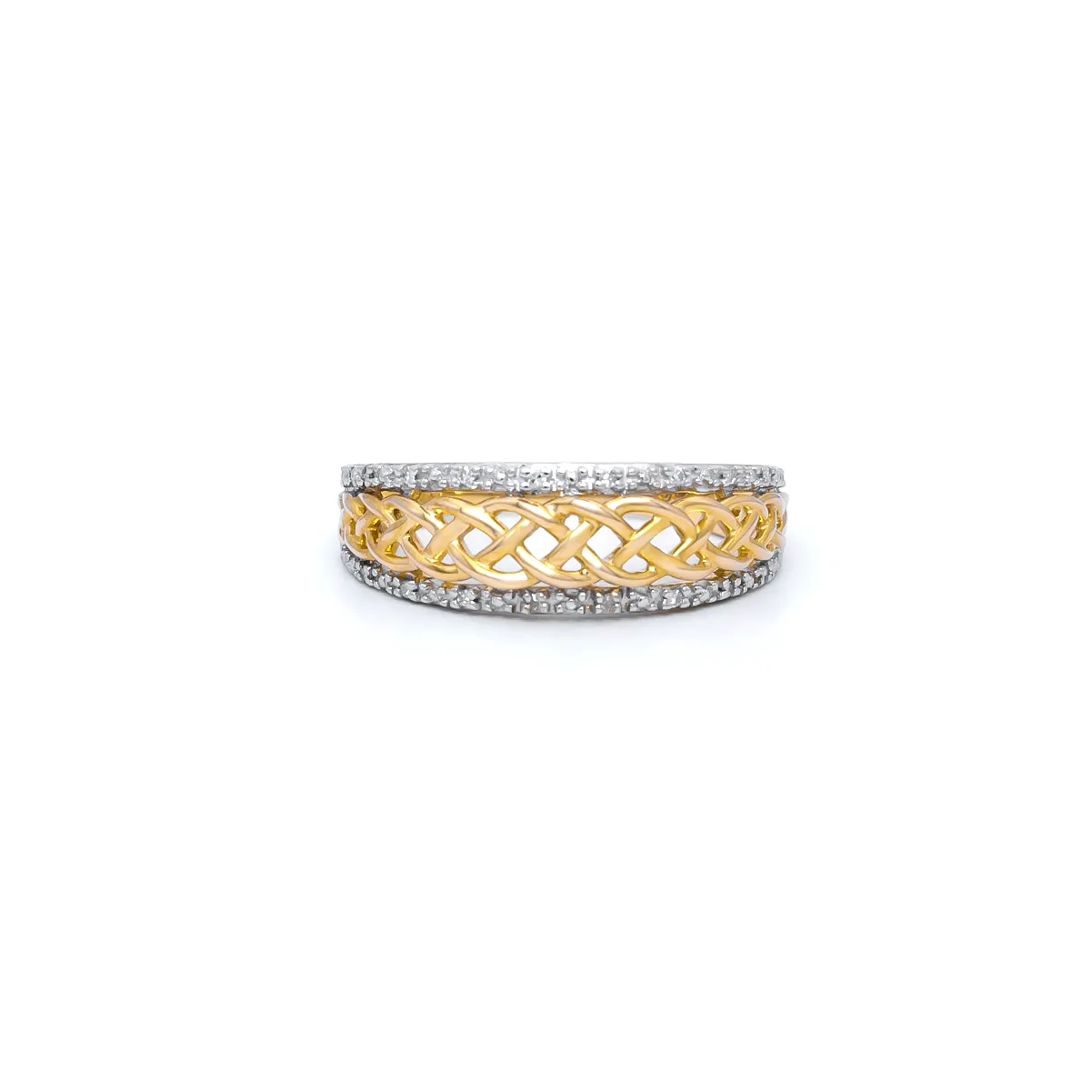 IJCR0009 Yellow Gold Celtic Ring Diamonds 1...