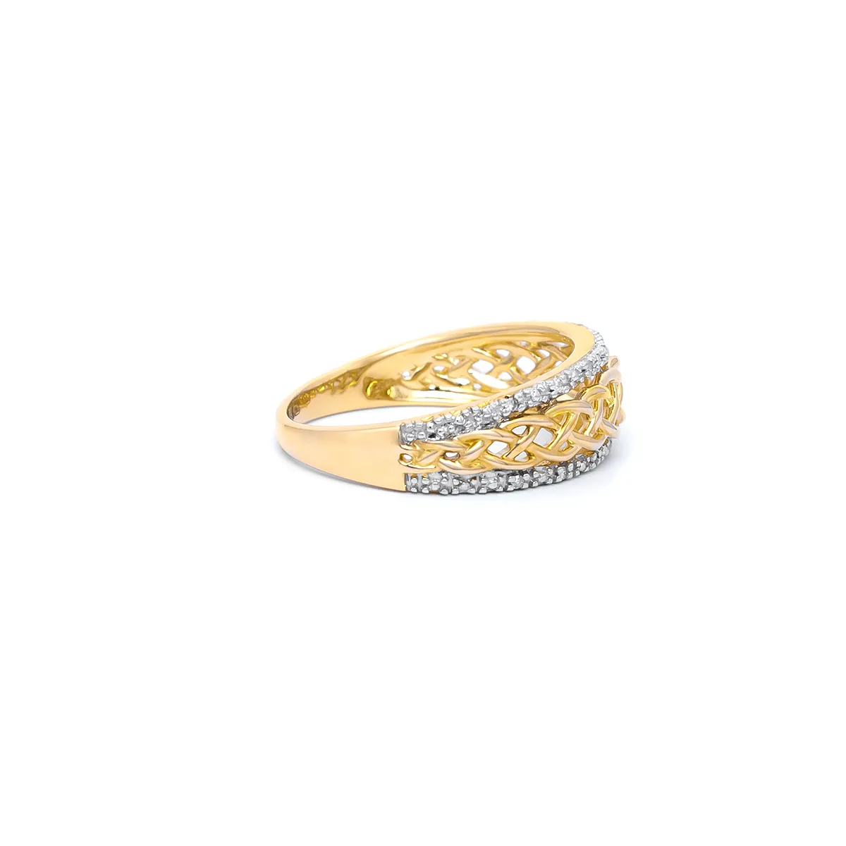 IJCR0009 Yellow Gold Celtic Ring Diamonds 3...