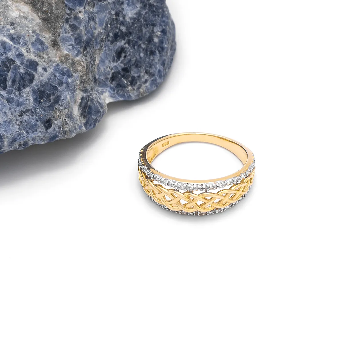 IJCR0009 Yellow Gold Celtic Ring Diamonds 6...