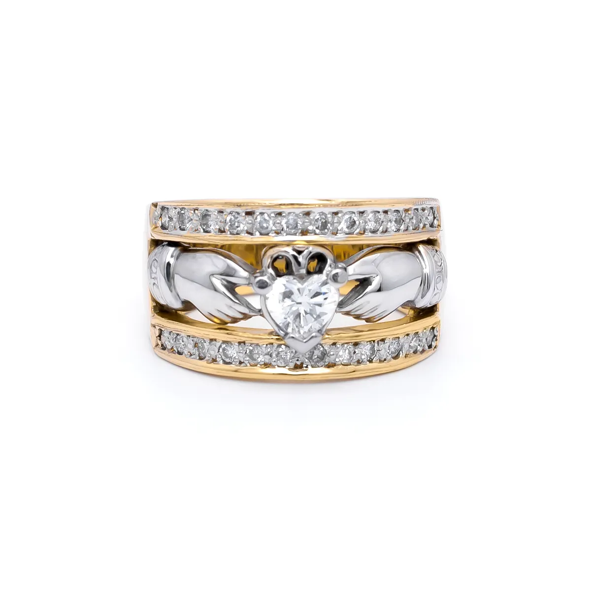 IJCR0019 Yellow Gold Wide Cladagh Ring 1...