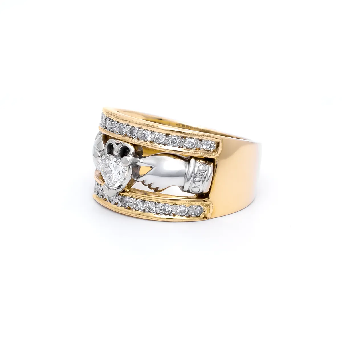 IJCR0019 Yellow Gold Wide Cladagh Ring 2