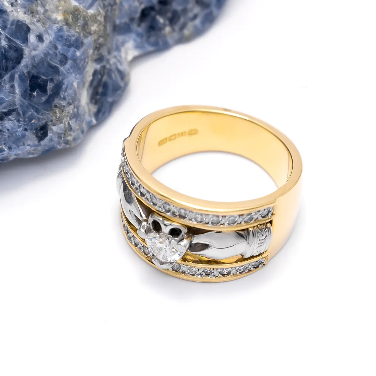IJCR0019 Yellow Gold Wide Cladagh Ring 7...