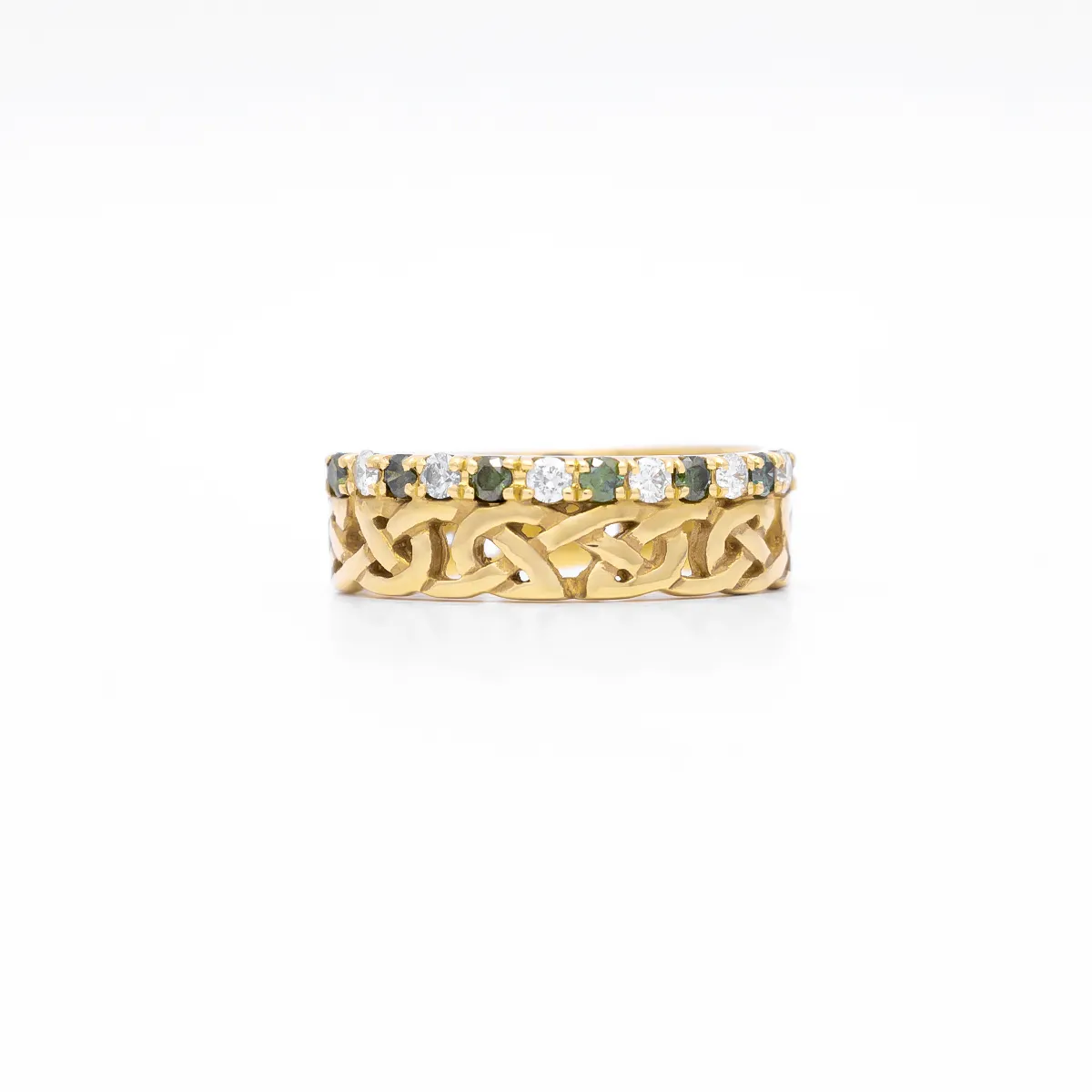 IJCR0030 Yellow Gold Celtic Ring With Emerald 1...