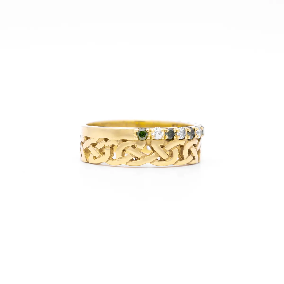 IJCR0030 Yellow Gold Celtic Ring With Emerald 3