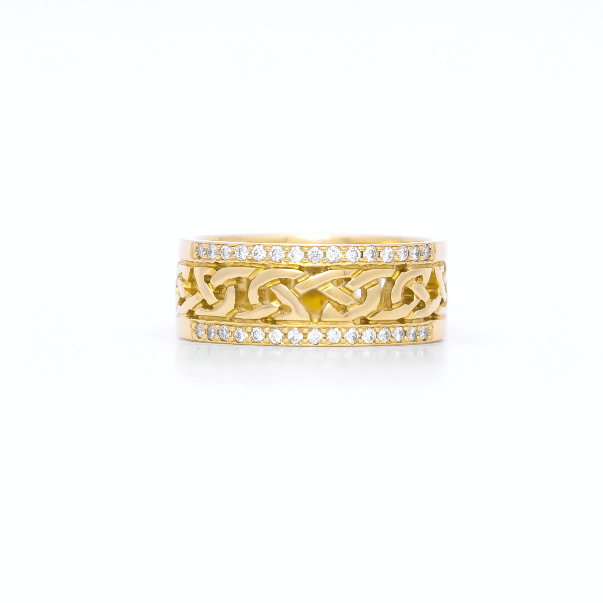 IJCR0034 Yellow Gold Celtic Ring With Diamonds 1