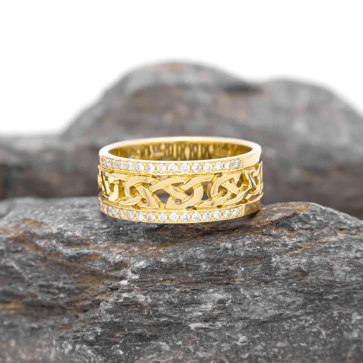 Double Row Diamond Celtic Knot Ring