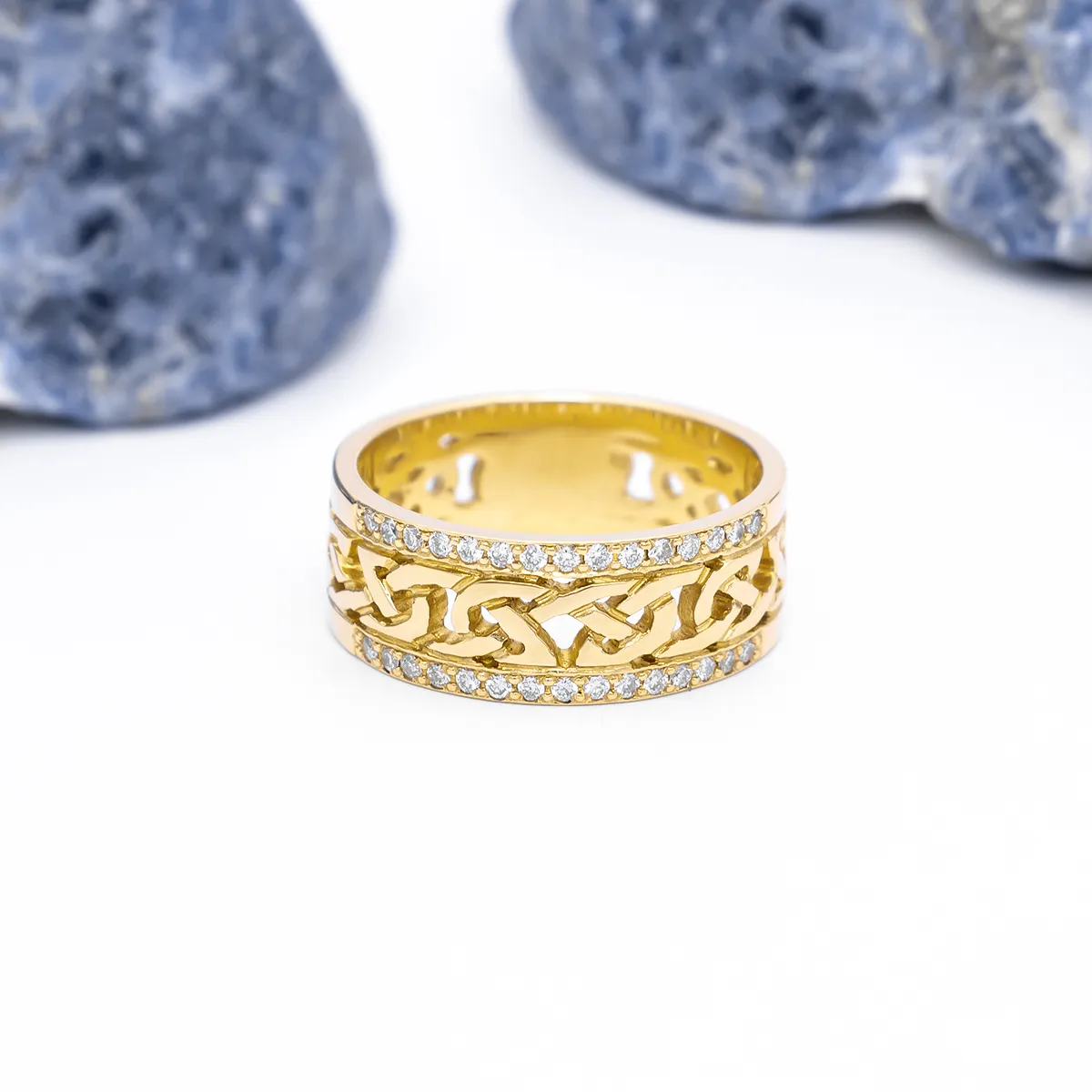 IJCR0034 Yellow Gold Celtic Ring With Diamonds 6
