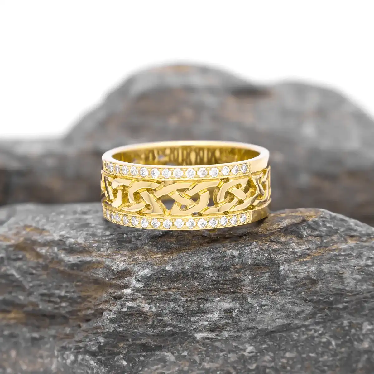 1 1 Ijc Yellow Gold Celtic Ring With Diamonds 4...