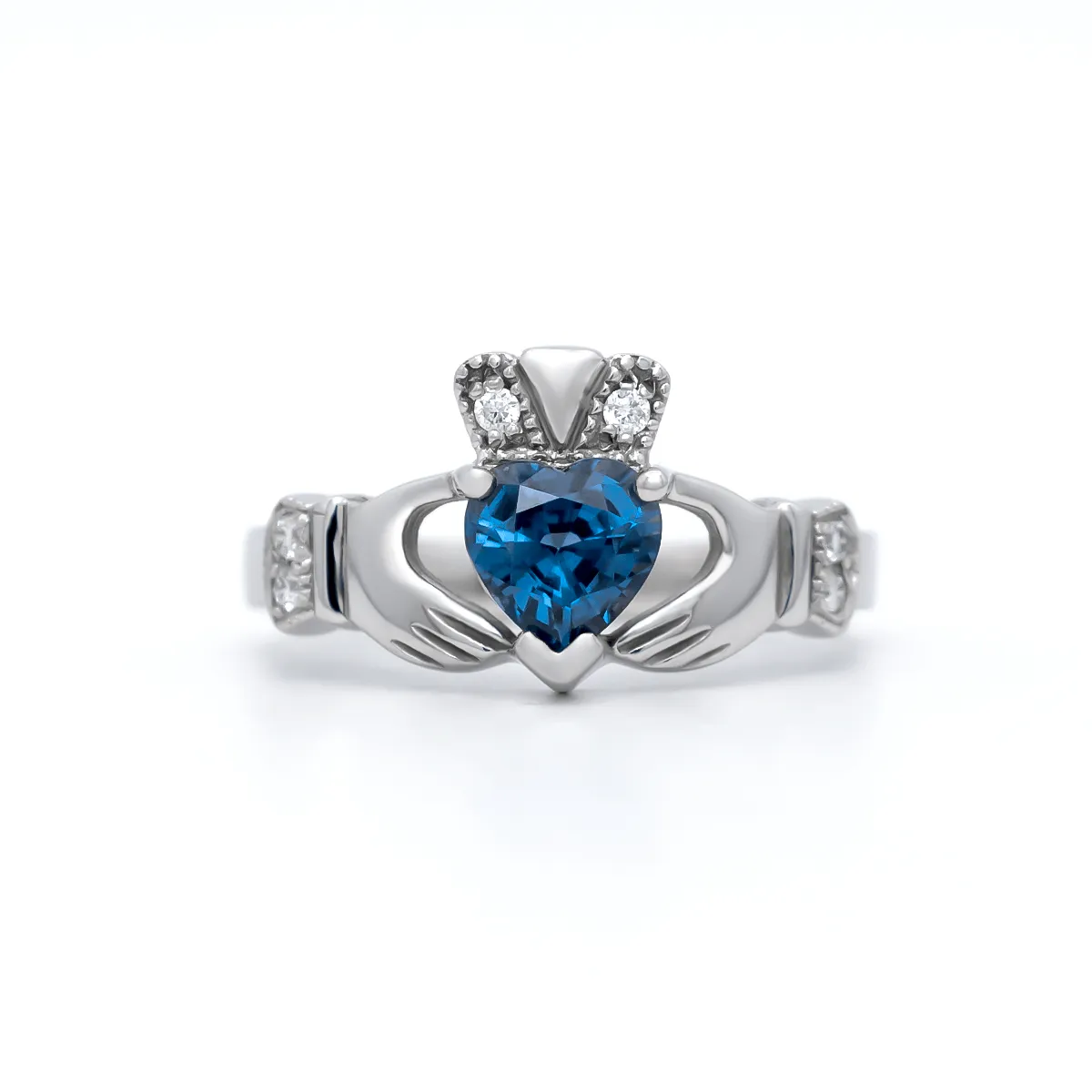 White Gold Claddagh Ring With Sapphire 1...