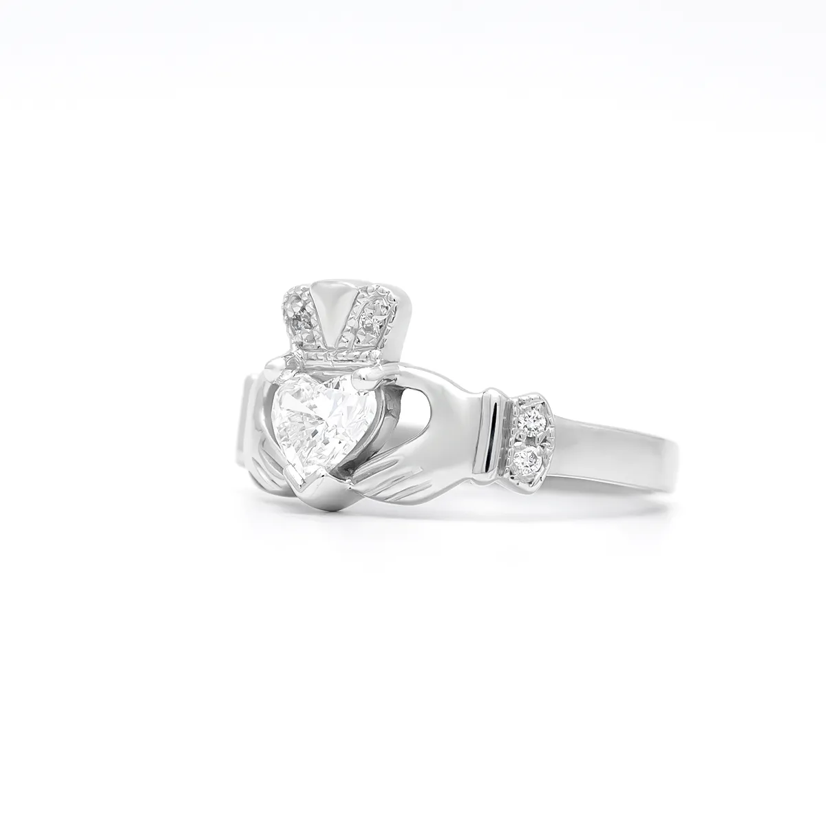 IJCR0037 Diamond White Gold Claddagh Ring 1