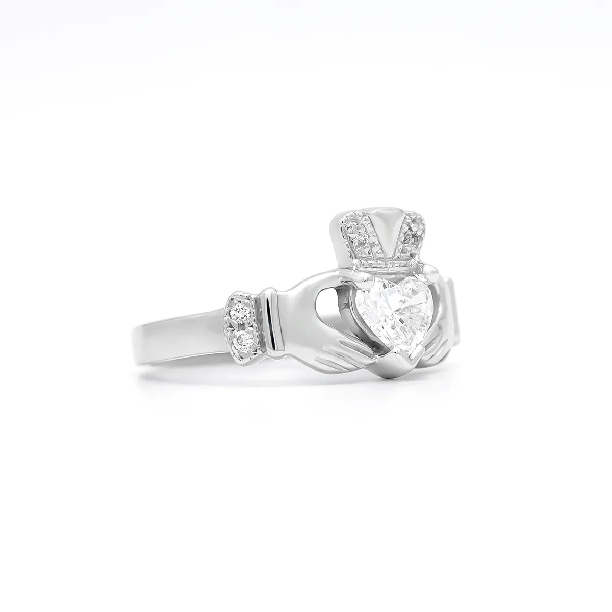 IJCR0037 Diamond White Gold Claddagh Ring 2