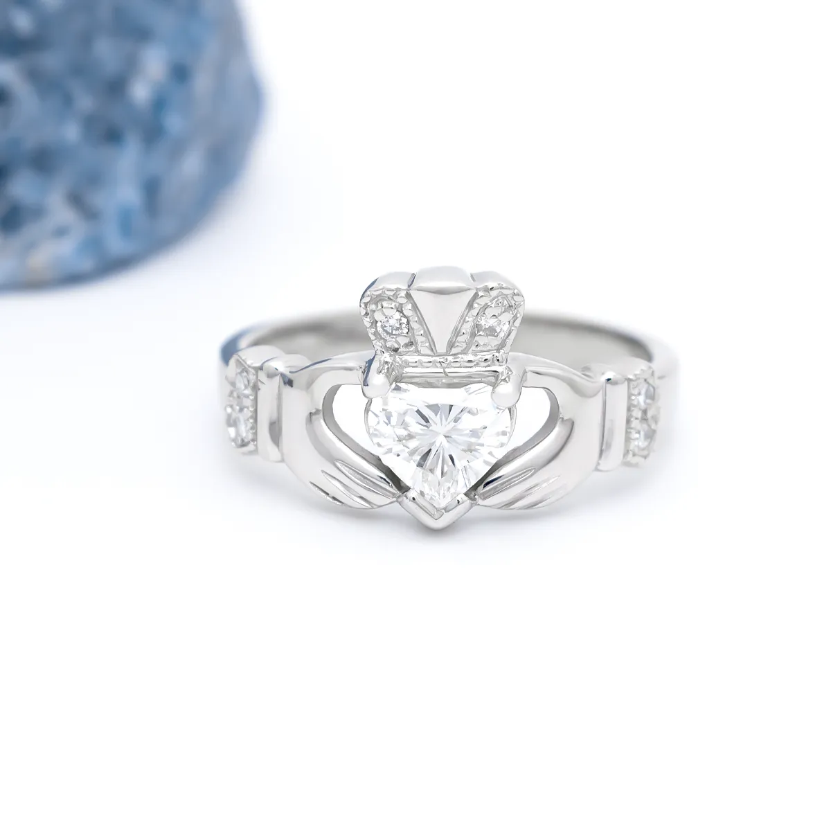 Traditional Irish Claddagh Engagement Ring Magnificent GIA-certified G...