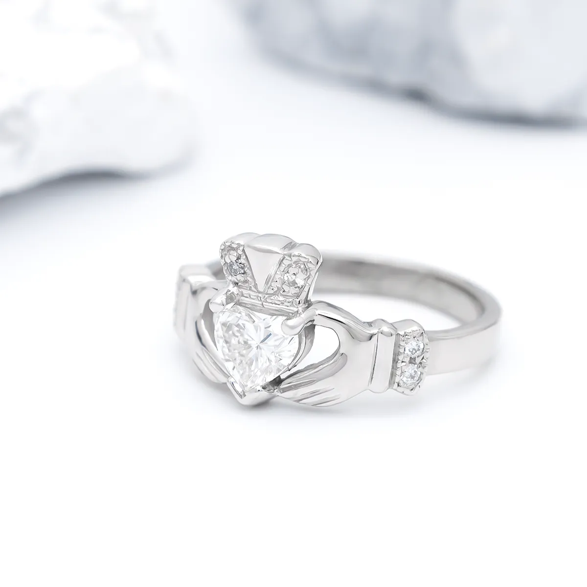 IJCR0037 Diamond White Gold Claddagh Ring 6