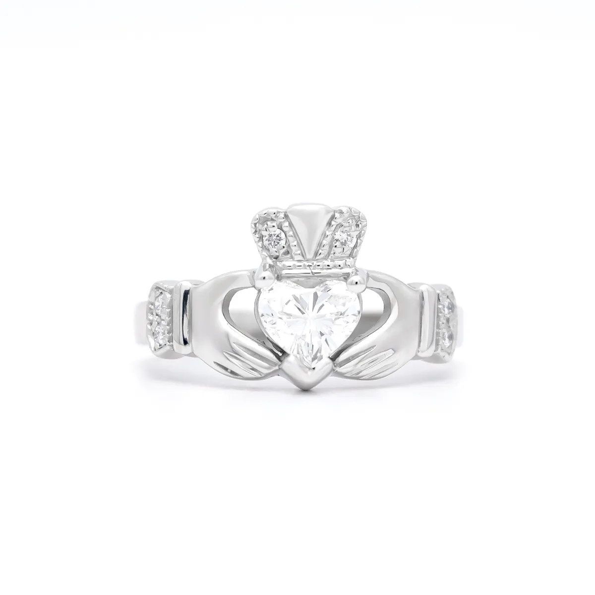 IJCR0037 Diamond White Gold Claddagh Ring
