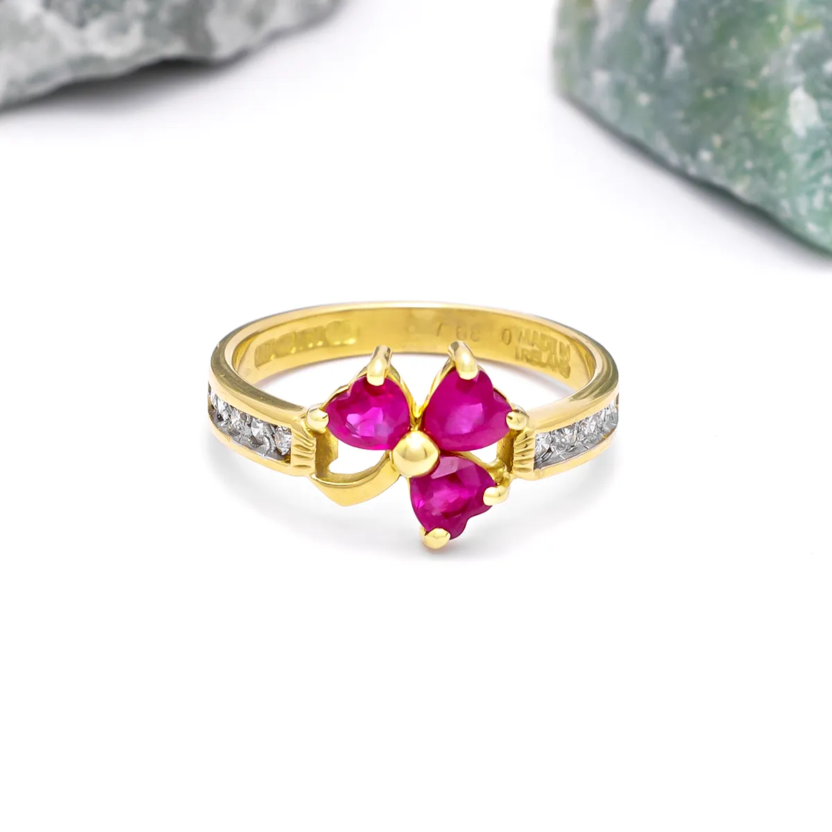 IJC0040 Yellow Gold Shamrock Ring 6