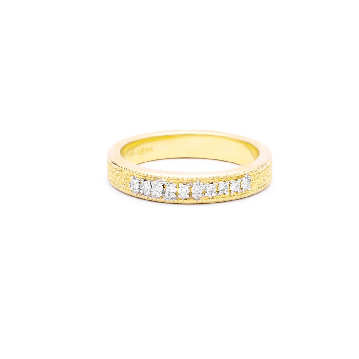 IJCR0040 Yellow Gold Celtic Ring With Diamonds 1