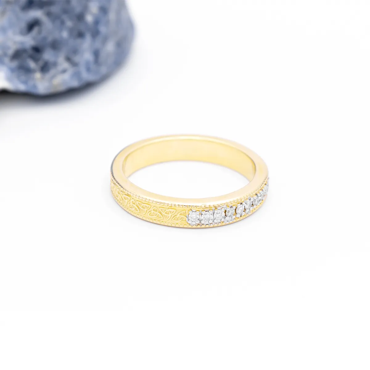 IJCR0040 Yellow Gold Celtic Ring With Diamonds 7