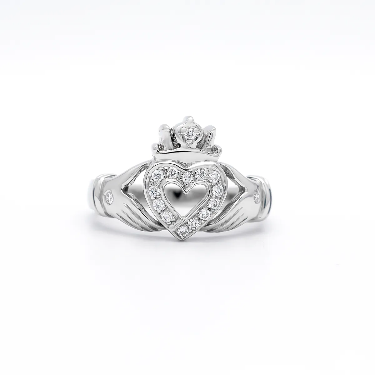 IJCR0041 Diamond Claddagh Ring White Gold 1...