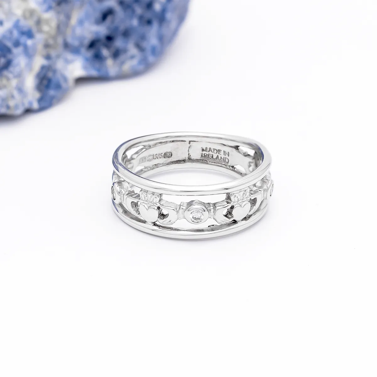 IJCR0042 White Gold Diamond Claddagh Ring 5