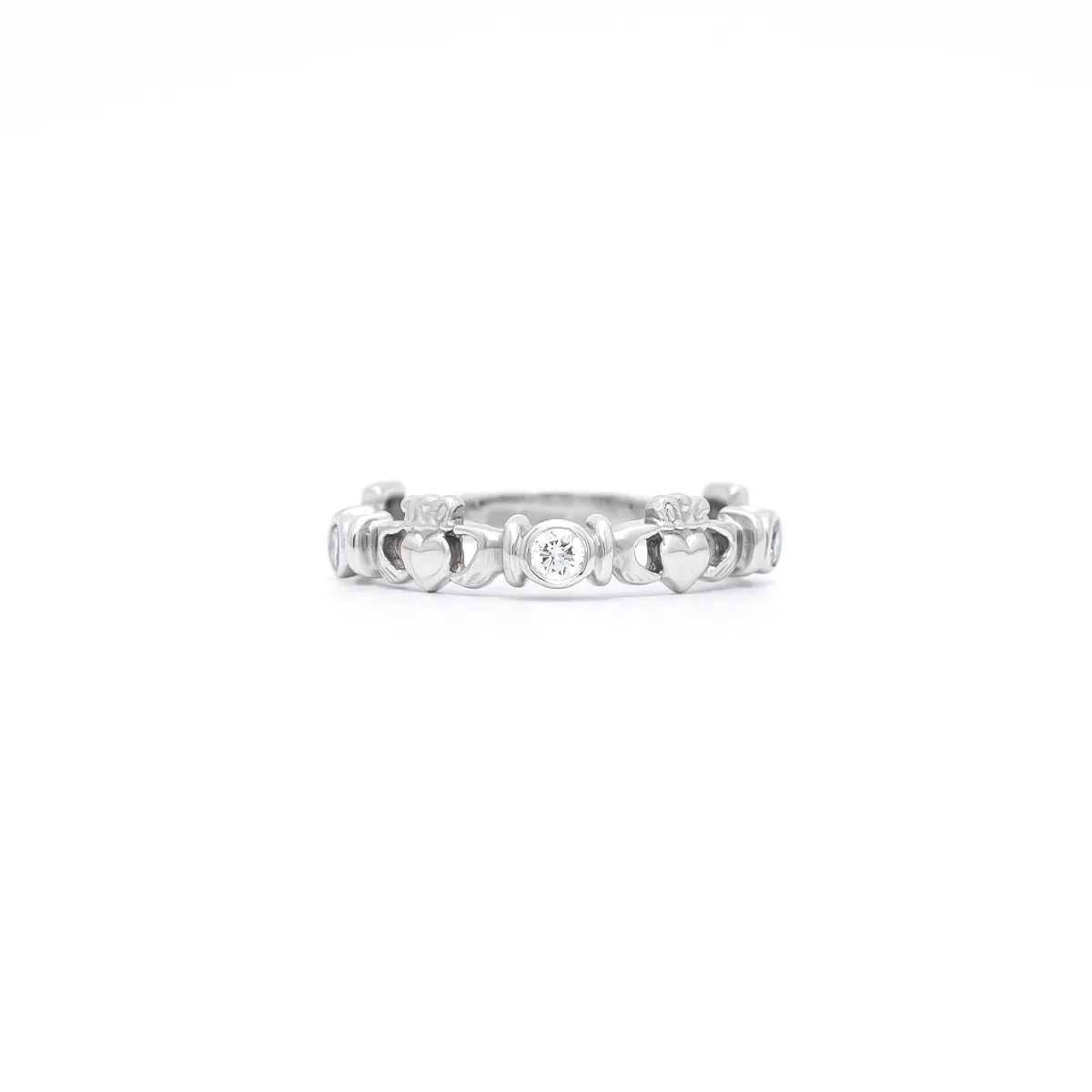 IJCR0043 White Gold Diamond Claddagh Ring 1
