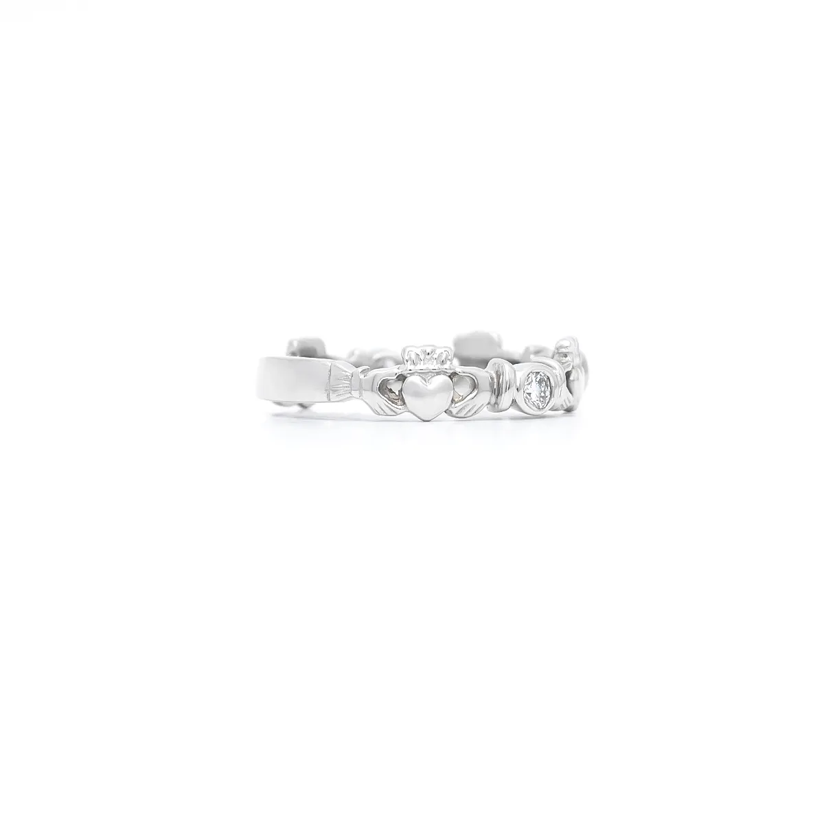 IJCR0043 White Gold Diamond Claddagh Ring 2