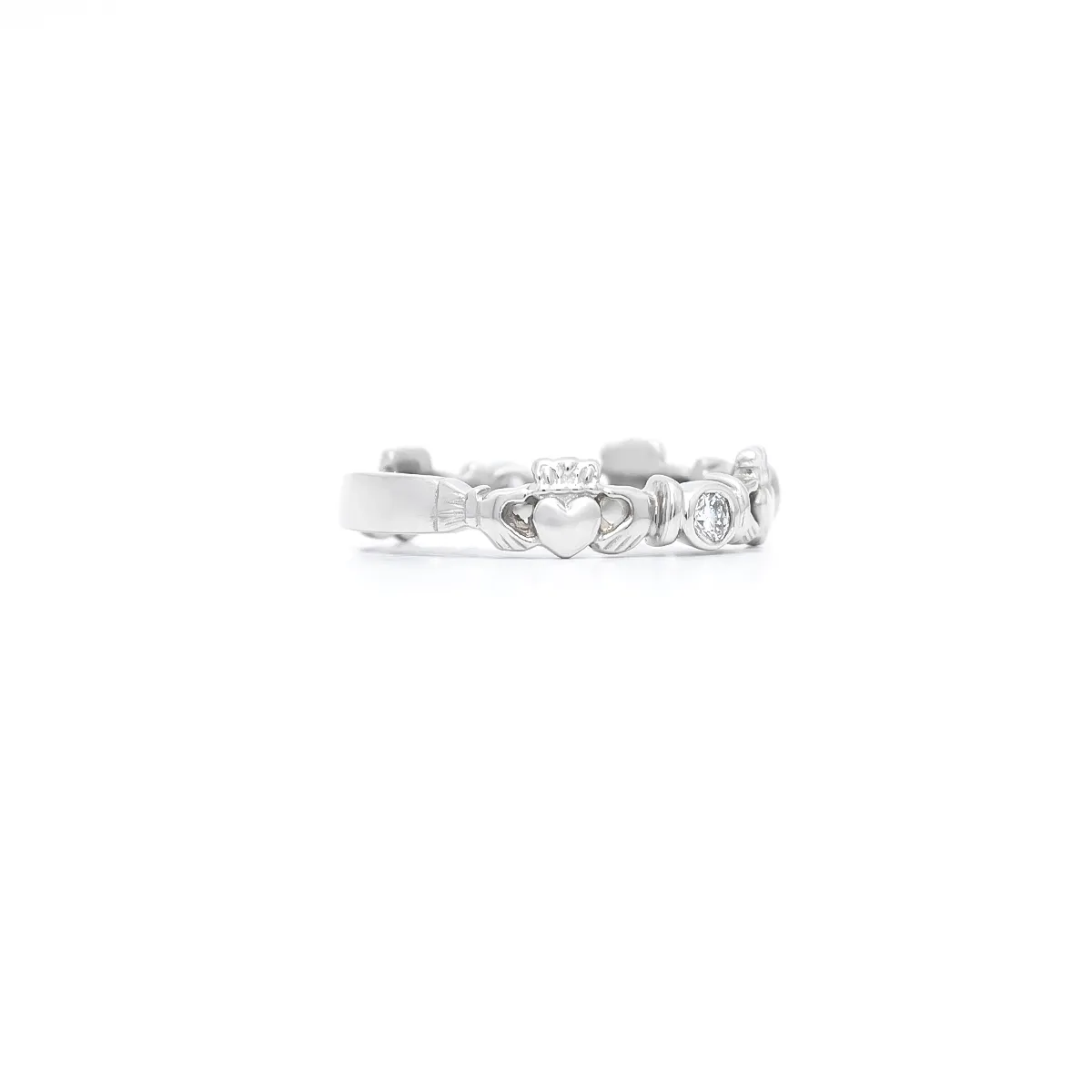 IJCR0043 White Gold Diamond Claddagh Ring 2...