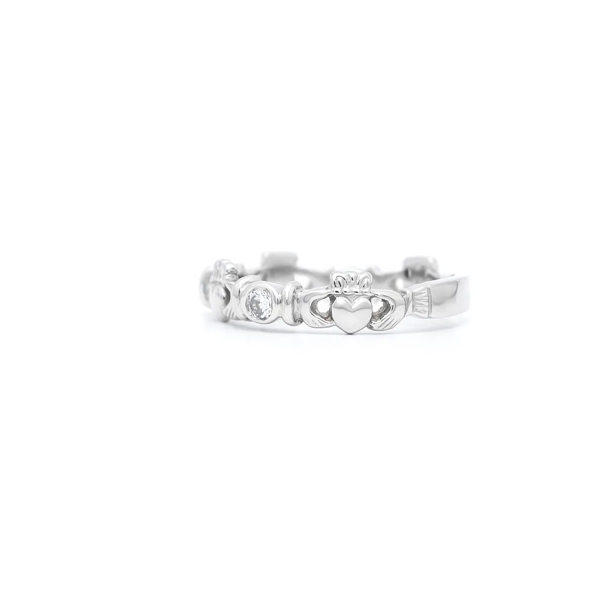 IJCR0043 White Gold Diamond Claddagh Ring 3...